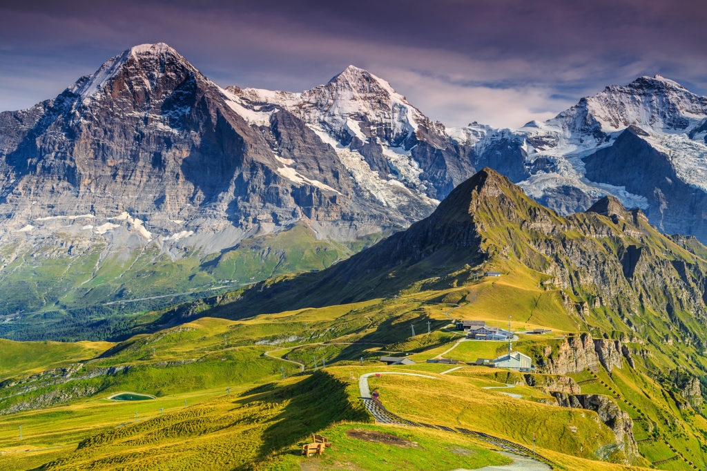 Die drei bekannten Gipfel Eiger, Mönch und Jungfrau