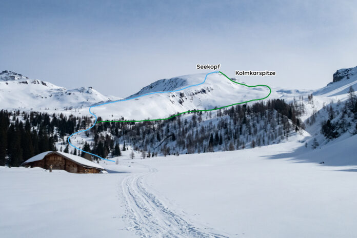 Wegverlauf der Skitour auf den Seekopf im Raurisertal