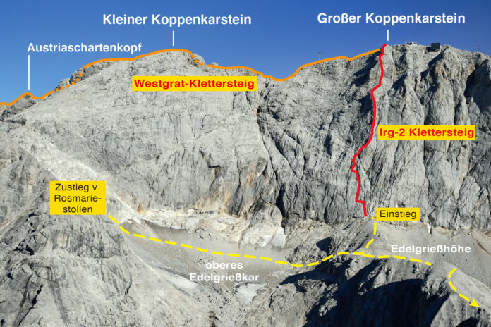Karte des Irg-2 Klettersteigs am Dachstein