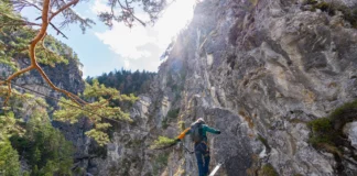 Hängebrücke im Dopamin Klettersteig