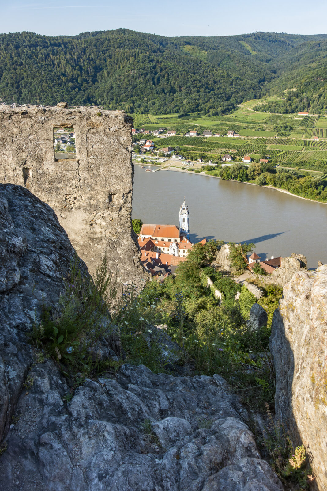 Blick von der Ruine hinunter nach Dürnstein