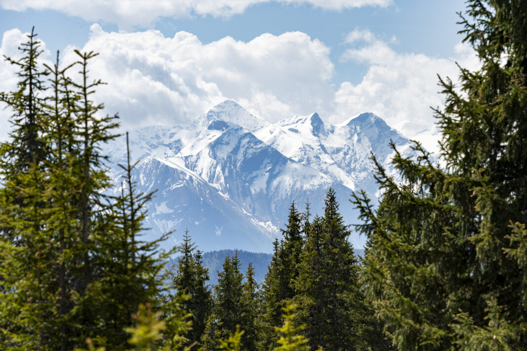 Blick zum verschneiten Großen Wiesbachhorn in den Hohen Tauern